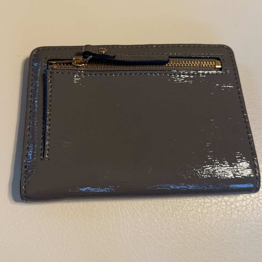 Kate Spade Tellie Bixby Place Patent Leather Bifold Wallet, in Gray Dusk - Picture 2 of 3